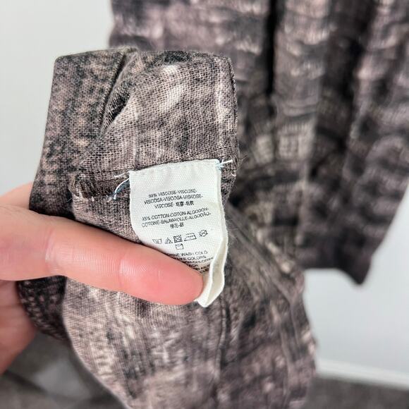 Free People Brown Black Printed Sleeveless Midi Dress Boho Open Back L - Picture 8 of 9